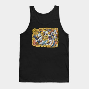 Monsters Music Cute Monsters Playing Music for Musicians Tank Top